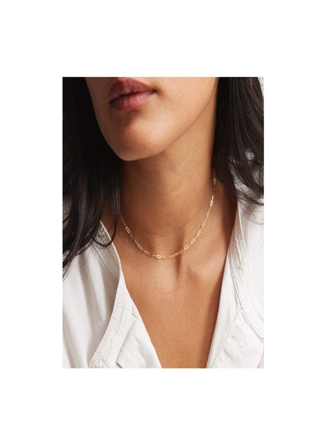 Lcherry Dainty Paperclip Choker Necklace 14K Gold Plated Paper Clip Chain Necklace for Women - Image 1